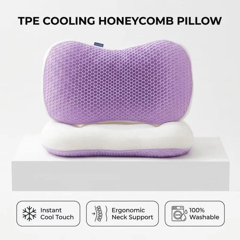 TPE Honeycomb Grid&Polyester Pillow Breathable AB Side Use Four Season Soft Neck Support Pillow Core For Home Hotel Dorm 40*65