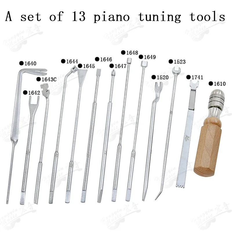 10/13 Pcs Option Piano Tuning Tool, String Machine, Repair 1636 Spoon Nail Spanner, Multi-Orifice Spanner Adjustment 1610 Handle