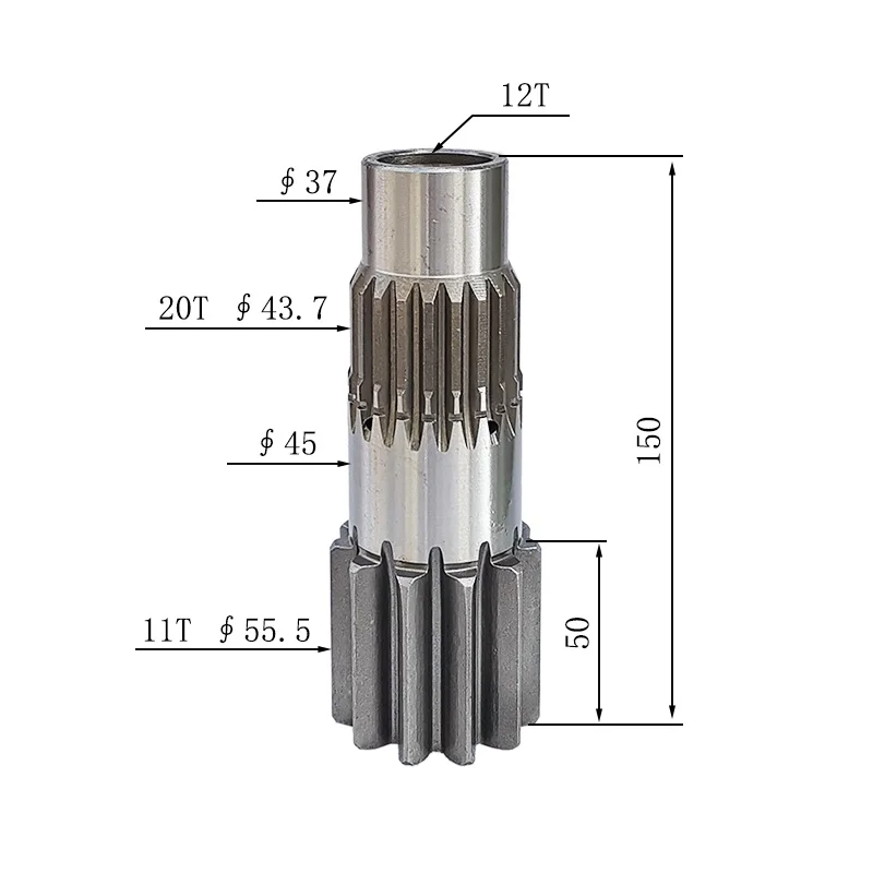 Hitachi ZX17U-2 Mini Excavator Swing Motor Vertical Shaft Gear 11/20 Teeth Compatible with Mini Excavators