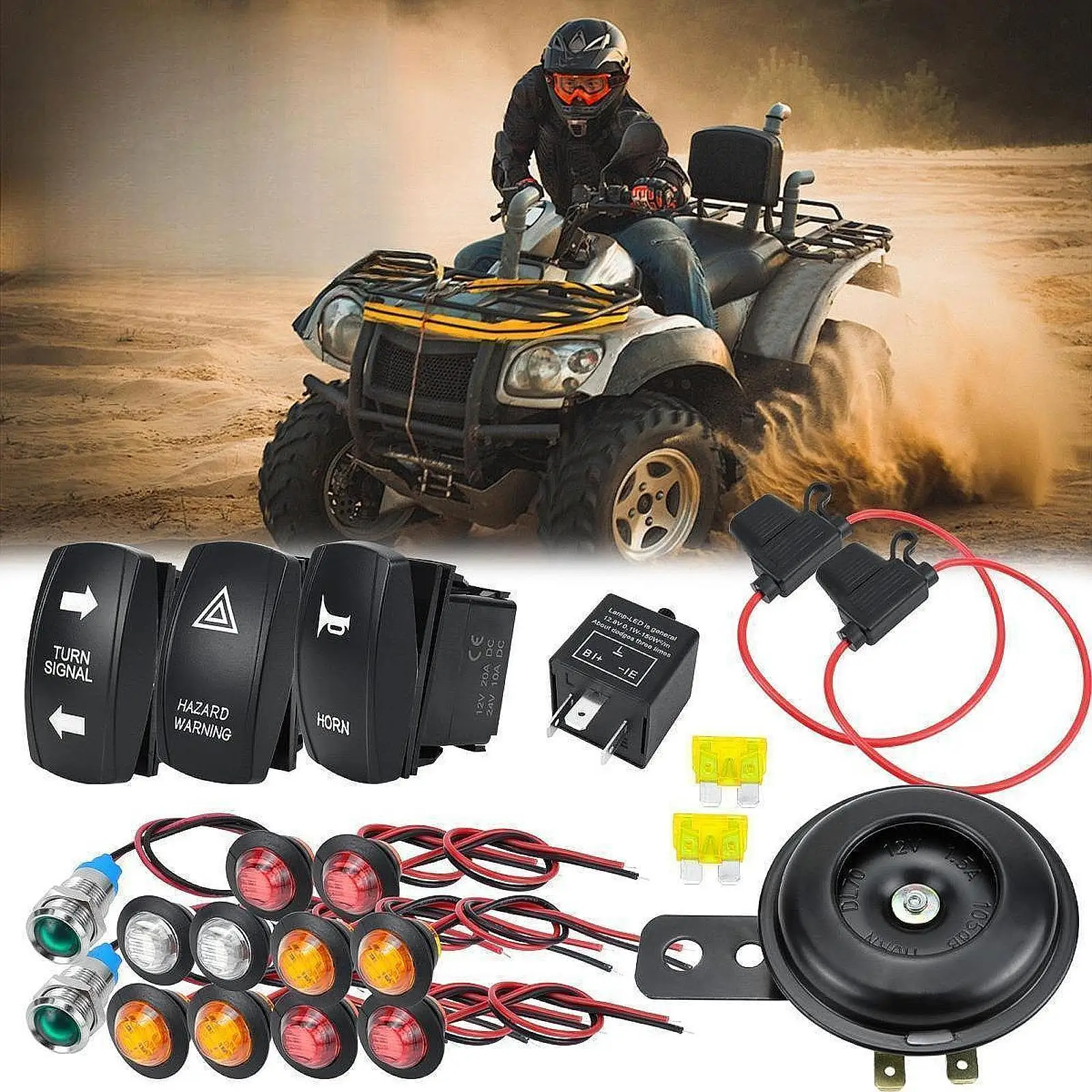 

ATV UTV Turn Sign Light Kit DIY Rocker Switch Turn Sign Light Sets Street Legal Kit for UTV High Performance Motorcycle Tool