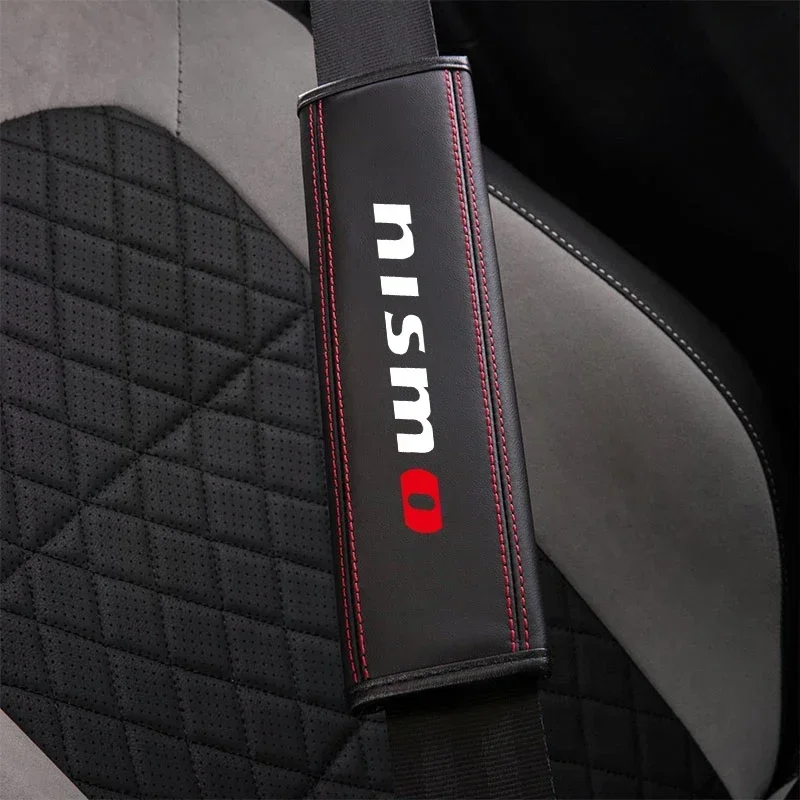 For Nissan Nismo Sylphy Rogue Pulsar 1pc Cowhide Car Interior Seat Belt Protector Cover For car Auto Accessories