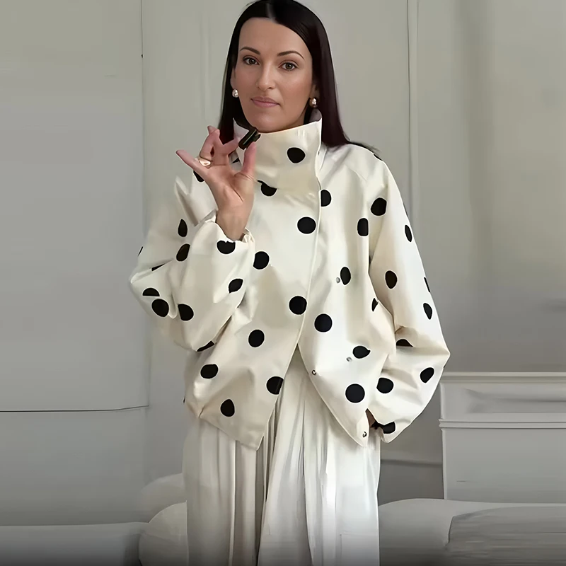Women's Jackets Fashion Polka Dot Jacket Autumn Women Long Sleeve Loose Jackets Coats Streetwear Female Outerwear Tops