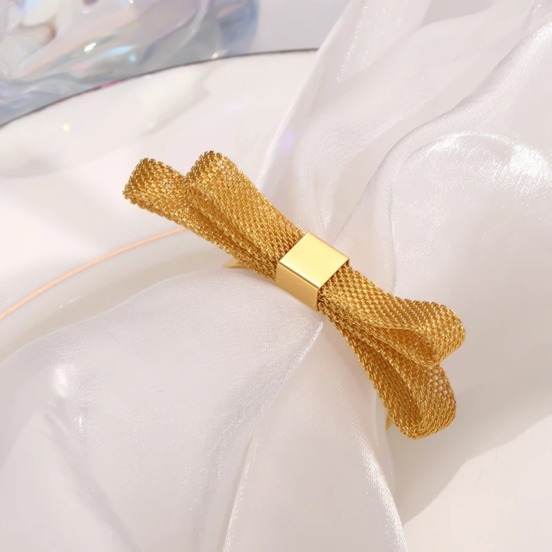 Metal Bow Table Napkin Holder Gold Napkin Rings Hotel Restaurant Table Setting Wedding Party Decor Banquet Dinner Supplies