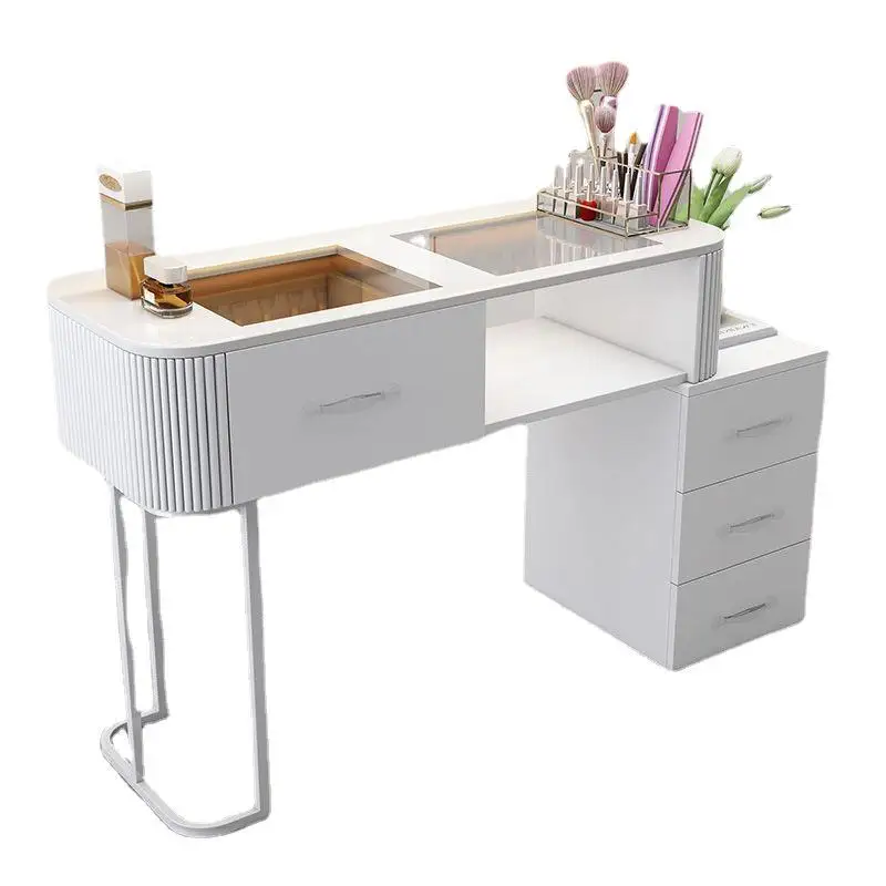 Nail Salon Popular Nail Table Manicure Table Design Wood Metal Beauty Nail Table for Professional Manicure