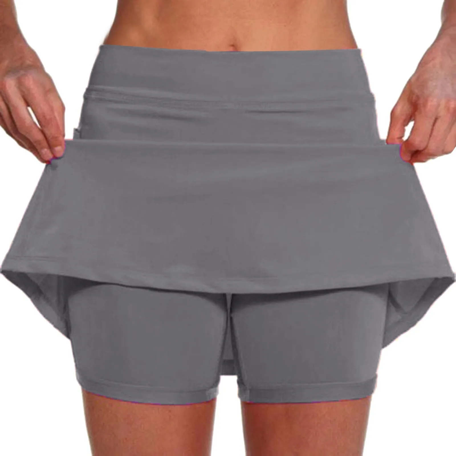 

Women's Sports Fitness Skirts Shorts Fashion Solid Color High Waist Running Tennis Golf Breathable Shorts Bottoms With Pockets