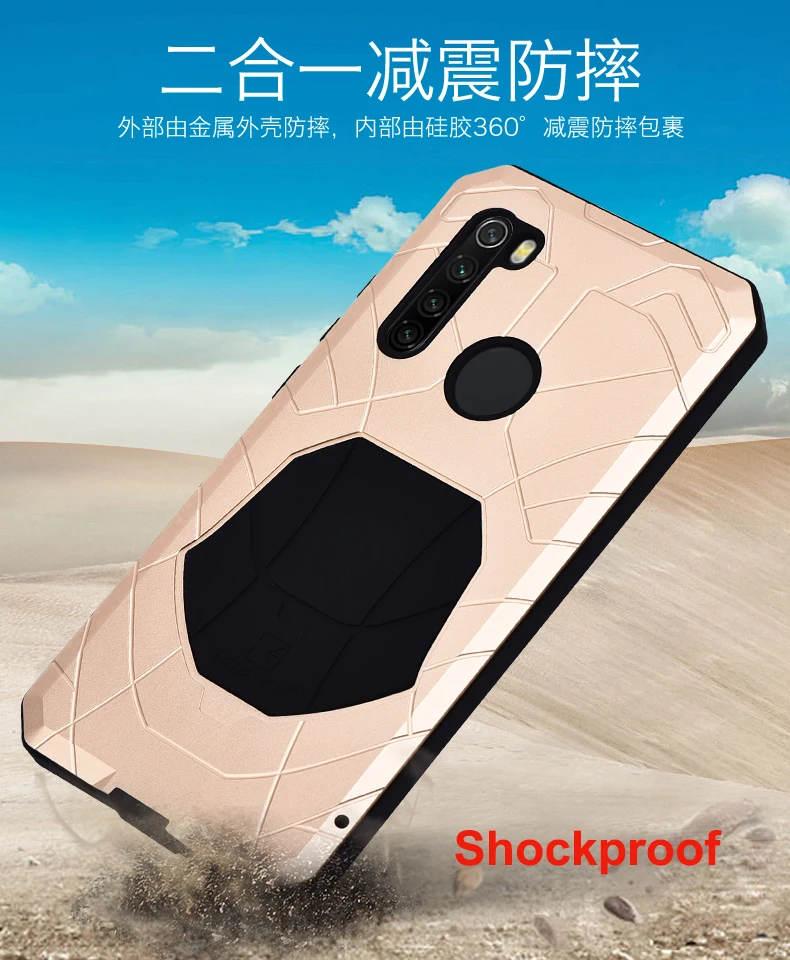 Cell Phone Case For Xiaomi Redmi Note 8 Shockproof Heavy Duty Tank Silicone Aluminum Metal Cover For Redmi Note8 Pro Case
