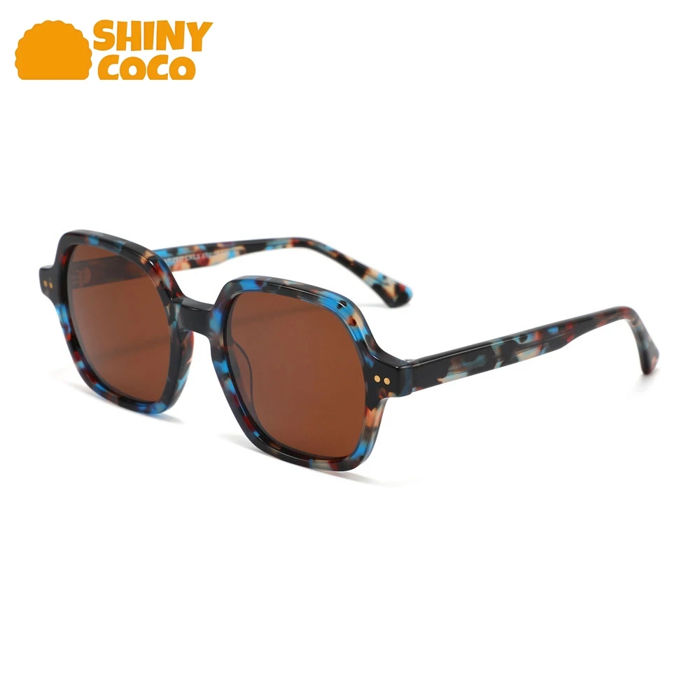 

ShinyCoCo Luxury Brand New Large Frame Polarized Sunglasses From Europe And America AntiUltraviolet Women Acetic Acid Sunglasses