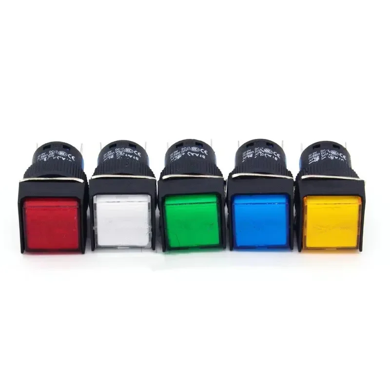 10Pcs/lot 16mm Pin Terminals Rectangular Indicator Light Signal Lamp AC and DC 12V/24V/220V  LA16-D/J