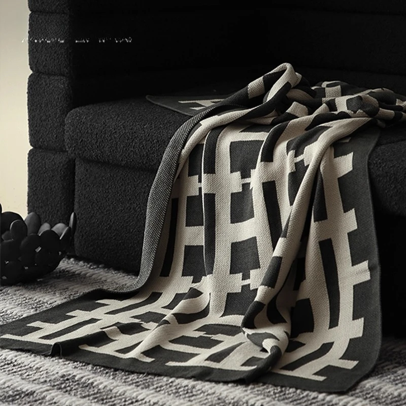 سوبر لينة سلسلة كريم اللون مطابقة الفحم الرماد القطن أربعة مواسم الصوف بطانية قيلولة بطانية