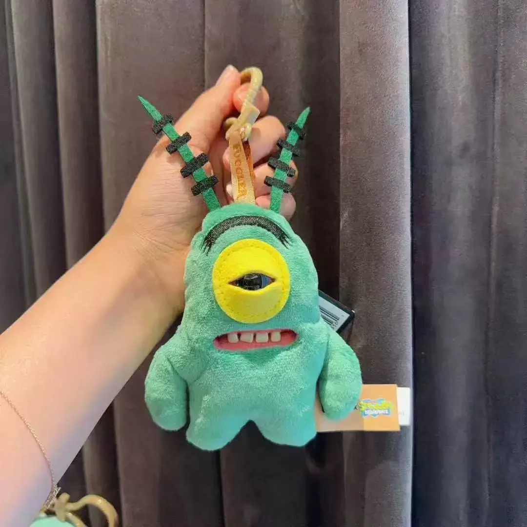 2026 Original Fuggler Spongebob und Patrick Schlüsselanhänger Plüschtiere Lustige Hässliche Zahnmonster Stofftierpuppe Sammlerstück für Kinder