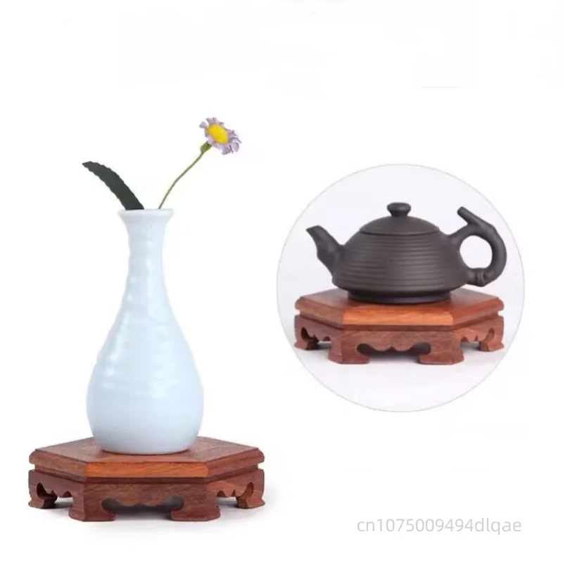 Solid Wood Standing Flower Base Figurine Miniature Display Stand Tea Sets Pedestal Vase Flower Pot Sorting Table Home Decoration