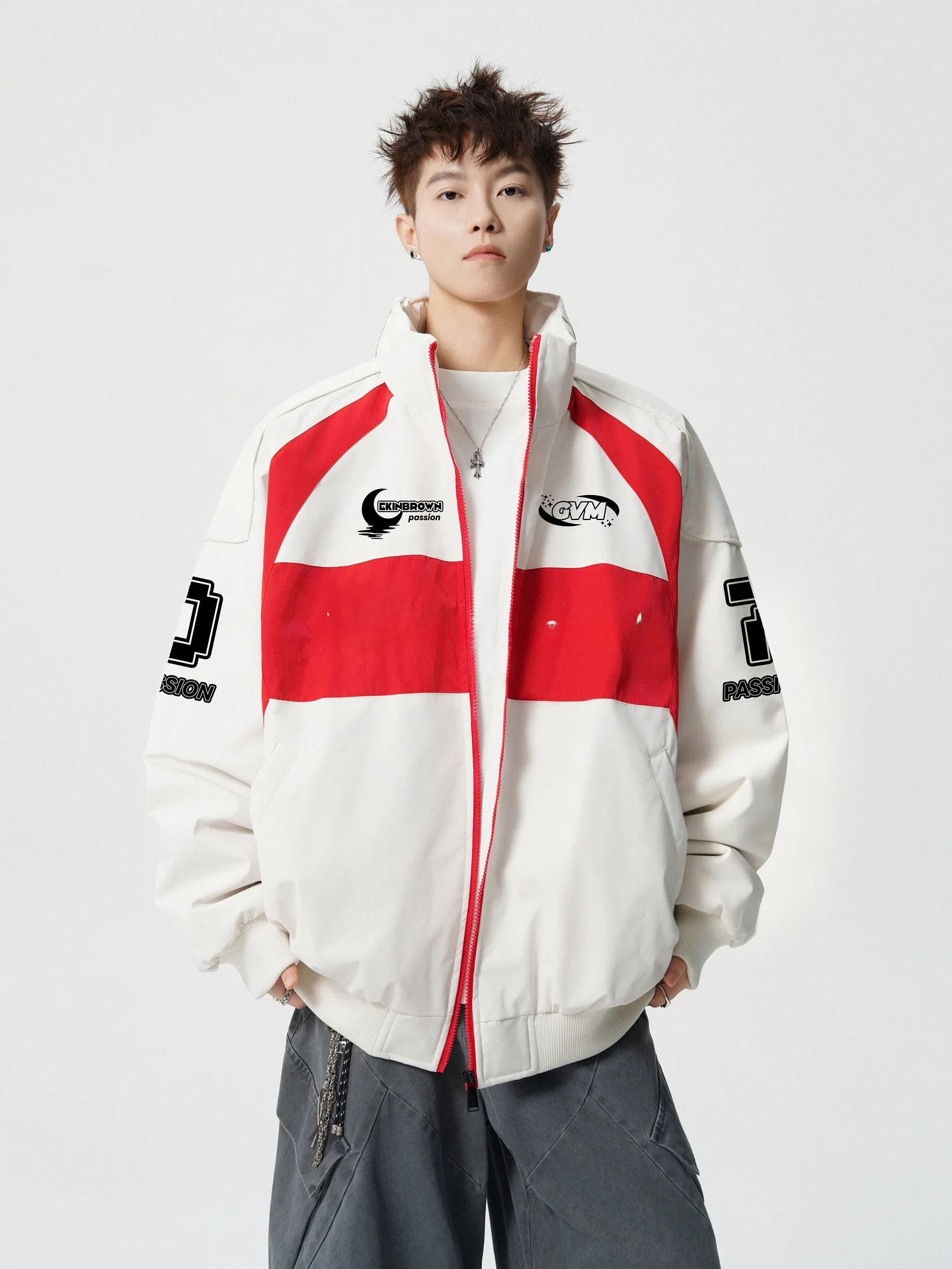 

Warm Reflective Splicing Stand Collar Cotton Jaet Men's Women's Trendy Brand Winter Couple's Clothing Youth Casual Faion