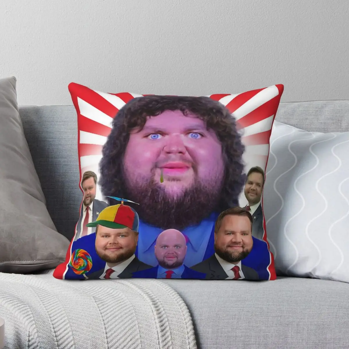 Jd Vance Face Meme Square Pillowcase Polyester Linen Velvet Creative Zip Decorative Throw Pillow Case Car Cushion Case