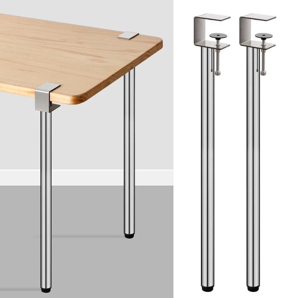 Stainless steel table leg bracket No punching table foot F clip coffee table DIY table desk computer table bar bracket tripod