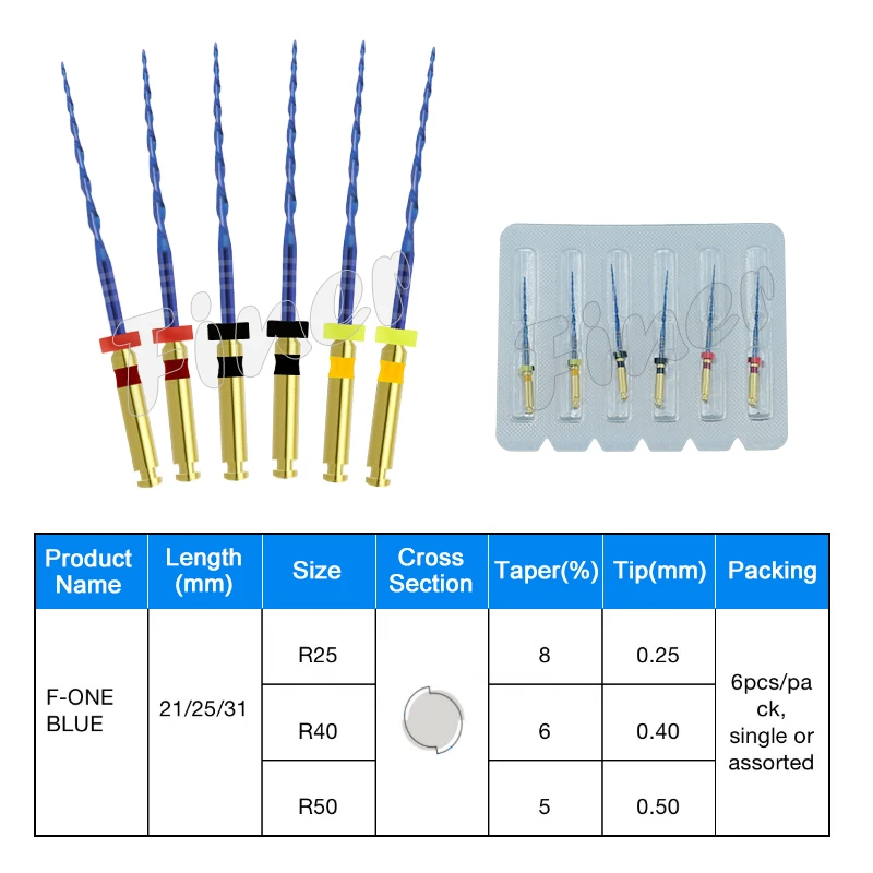 Dental Rotary Endo Files R25 R40 R50 Heat Activated Only One Niti Endodontic Files for Endomotor Root Canal Treatment