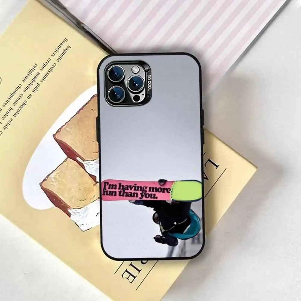 Cool Snowboard Phone Case For iPhone 17,16,15,14,13,12,11 Plus,Pro Max,XS,Colored Silver Plated Inside Cover