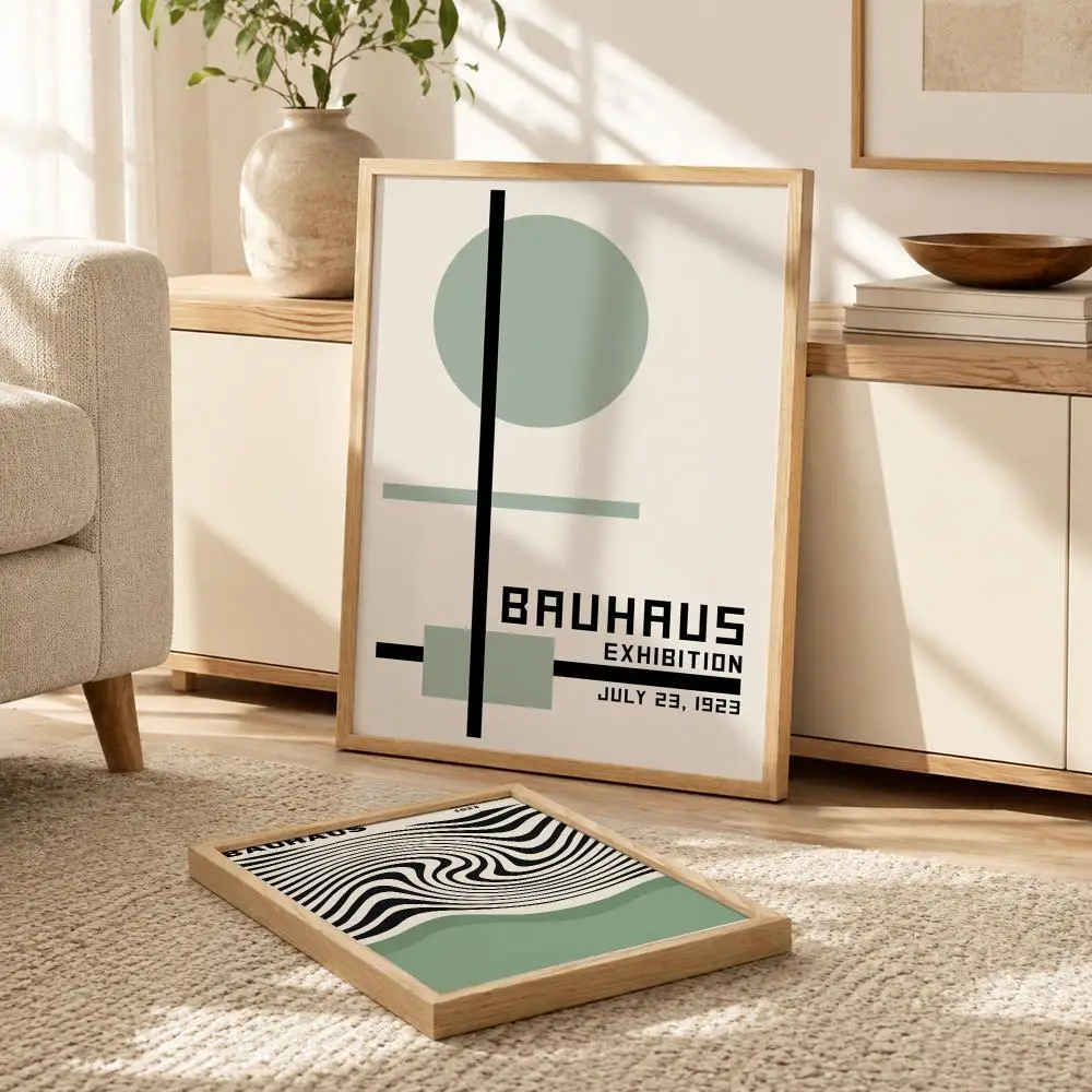 Bauhaus Green Color Lines Modern anime Poster Modern PP Paper Wall Decorative for Cafe Office Bar Home Wall Decor Gift