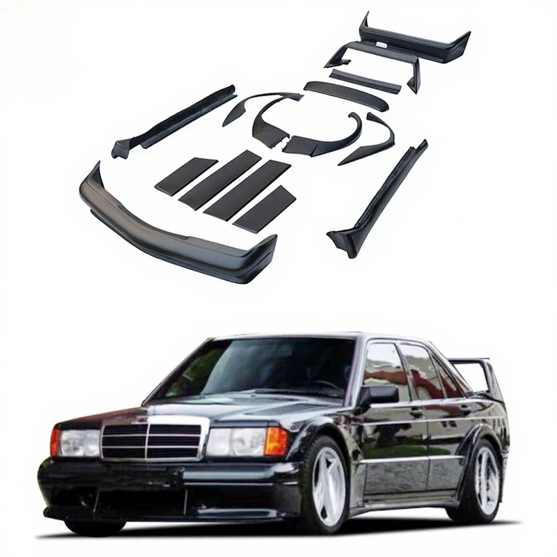 High Quality 190E Evo II Style Full Set Body Kit Front Rear Bumper For C Class Exterior Replacement Parts