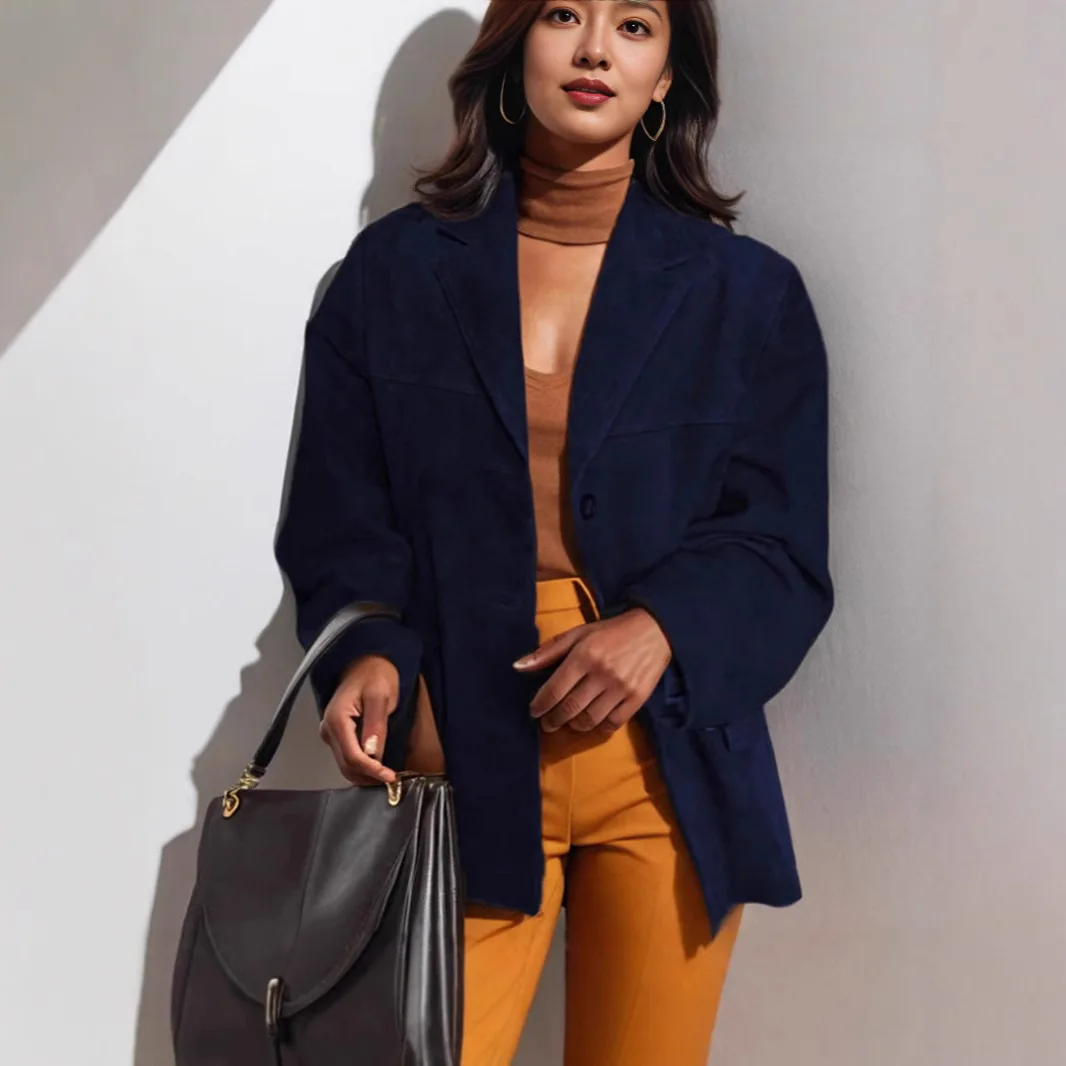 Women's Jackets 2025 New Autumn Women's Clothing Temperament Retro Brown Loose Pocket Long-sleeved Suit Jacket For New Outerwear