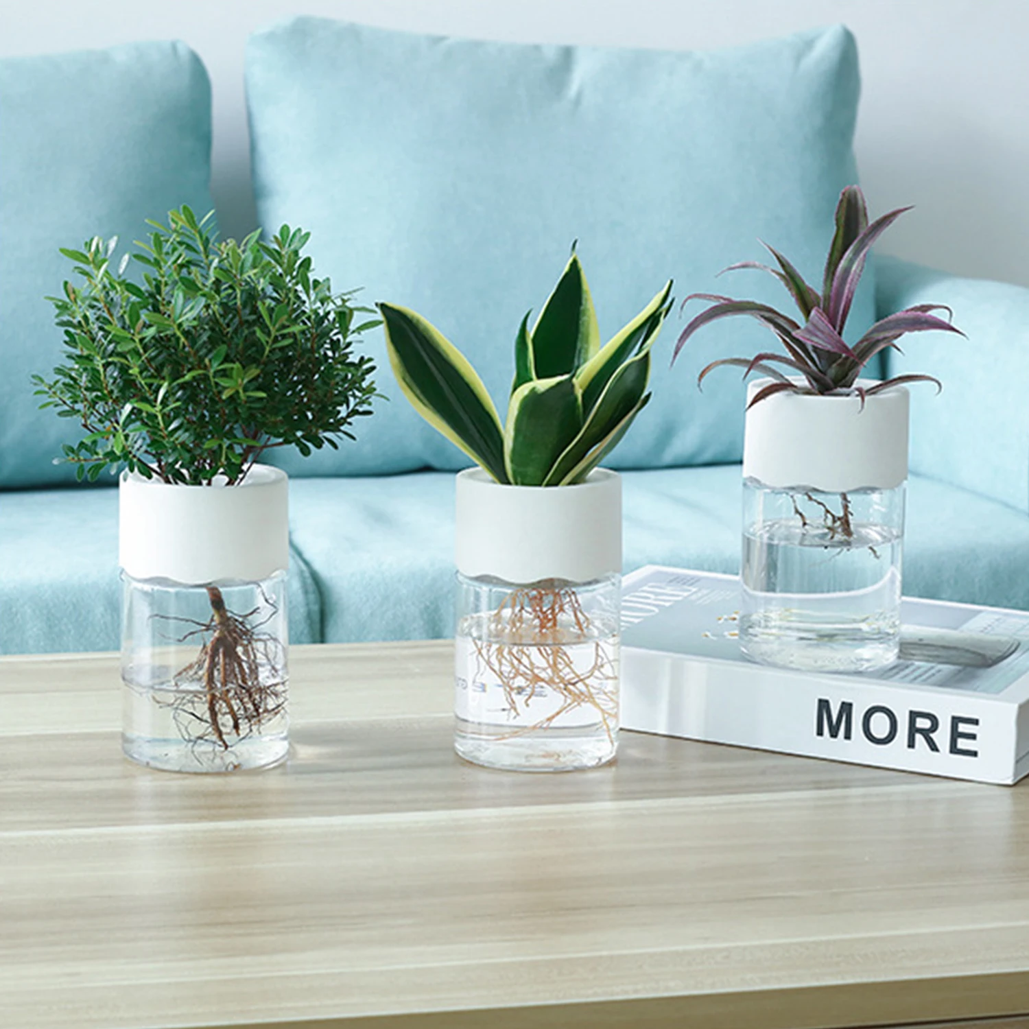 Mini Hydroponic Flower Pot Home Vase Decor Transparent Imitation Glass Soilless Plant Pots Green Plants Pot For Home Decorations