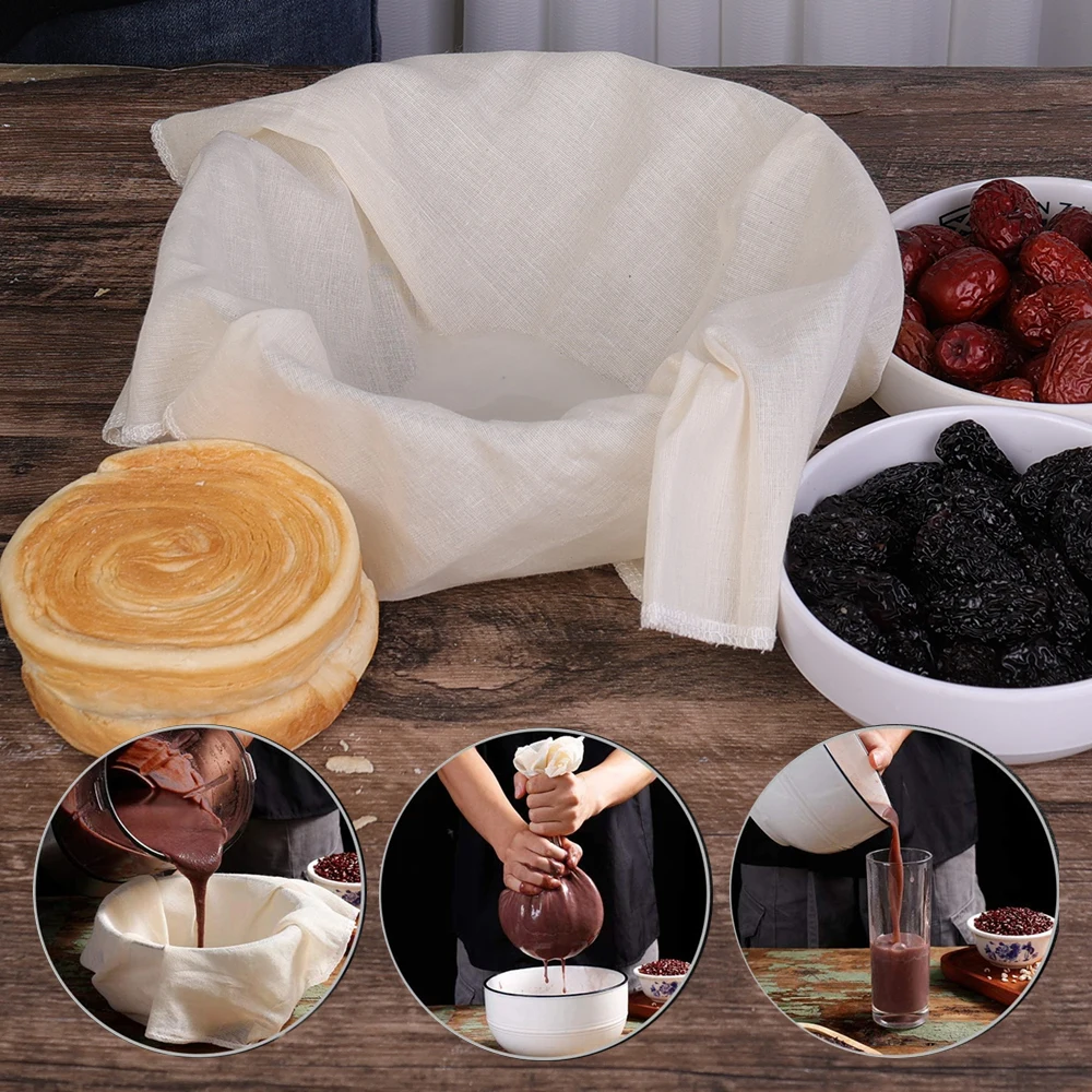 Reusable Nut Milk Cloth Bag Strainers Unbleached Natural Cotton Cheesecloth Cheese Yogurt Tofu Filter Kitchen Fine Mesh Strainer