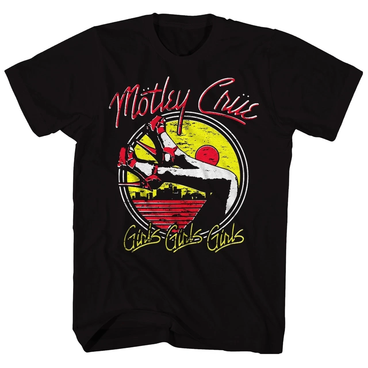 Motley Crue Girls Girls Girls Heels Mens T Shirt Music Classic Rock Band Black