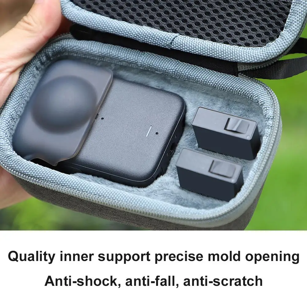 for DJI OSMO 360 Camera Storage Bag Durable Scratch Proof Fabric Soft Suede Lining Mini Half Open Case Fits Selfie Stick Battery