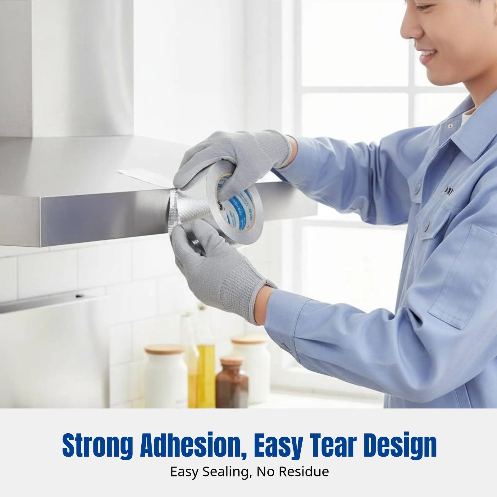 

High Temperature Resistant Aluminum Foil Fiberglass Tape, Thickened Duct Sealing, Range Hood Repair, Fireproof, Light Blocking