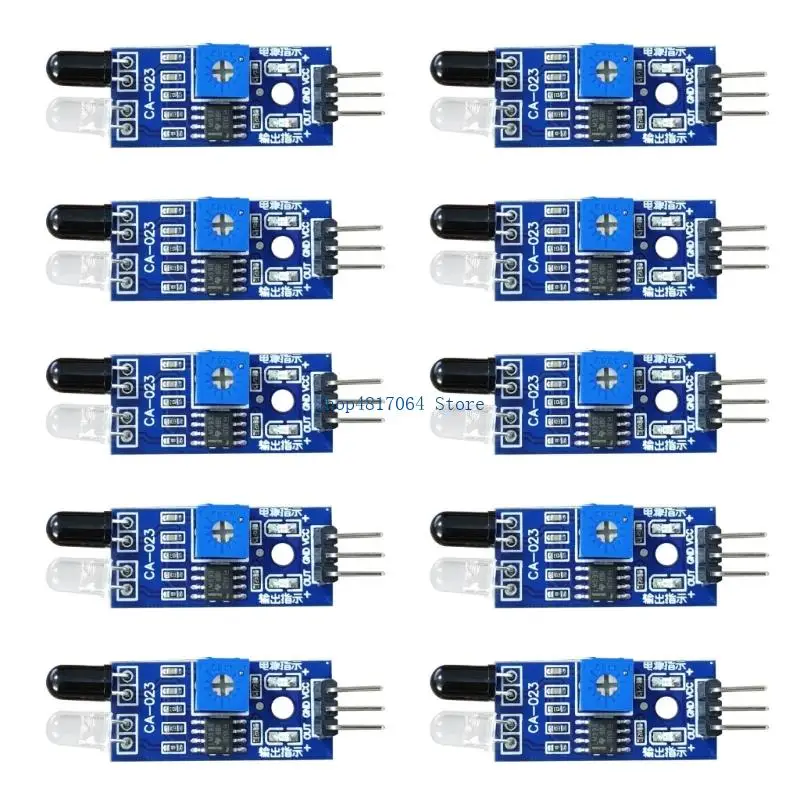 

T3LB 10Pcs IR Obstacle Avoidance Sensors Module 3 Wire Reflective Photoelectric Tracing Module for Intelligent Car Robot