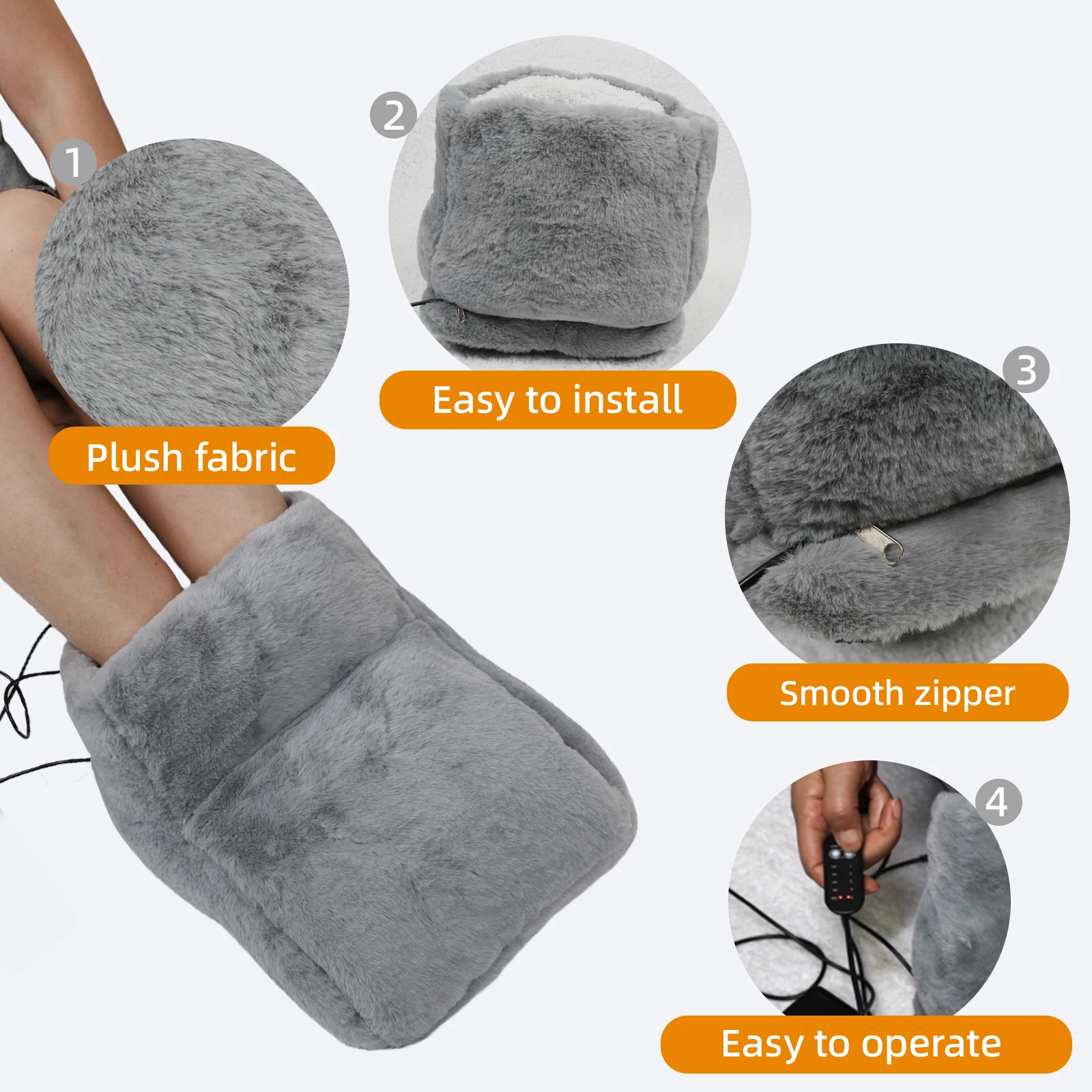 USB Electric Foot Warmer for Both Men And Women Thickened Anti-Slip Foot Mat Machine Washable 5 Heating Levels 5 Timer Setting