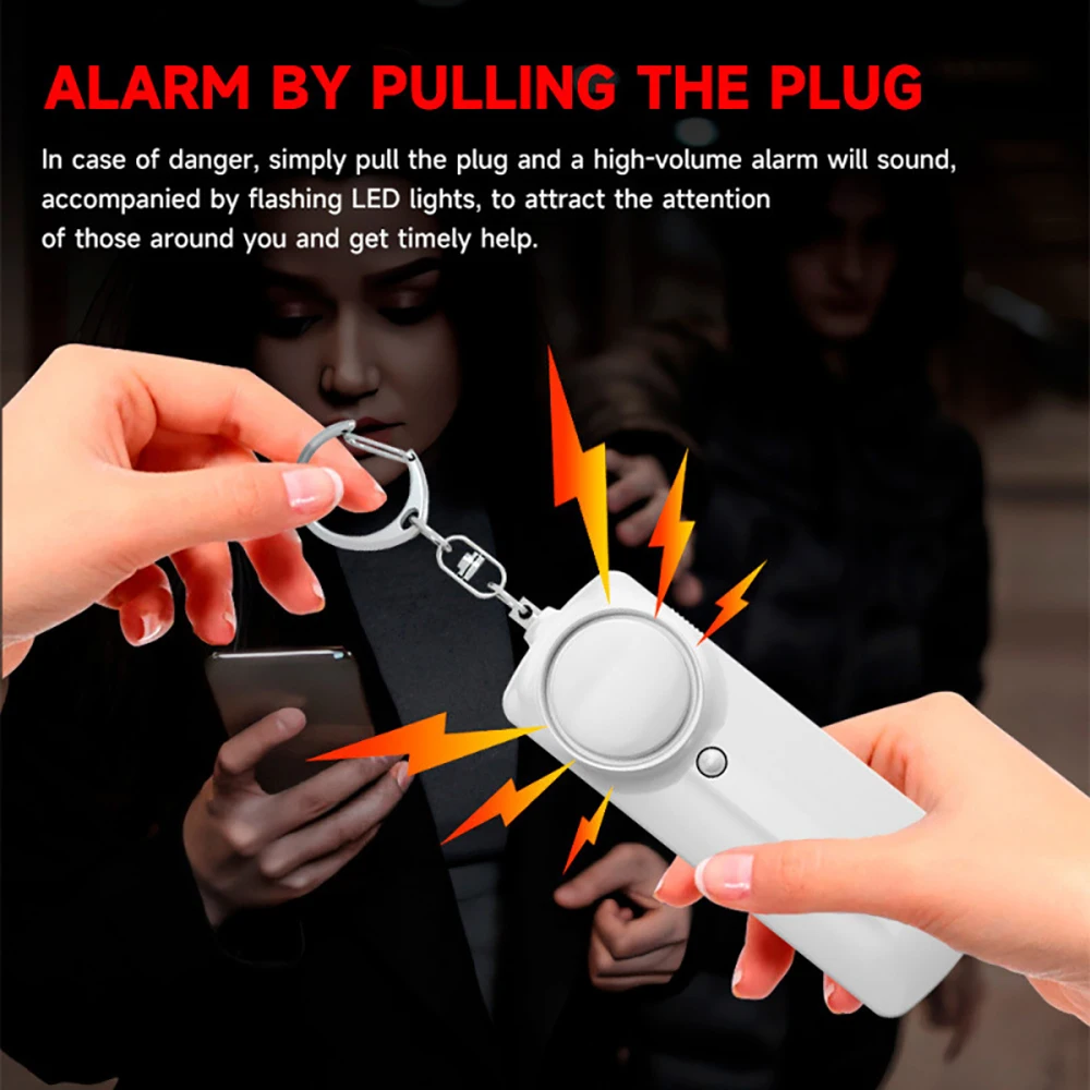 Allarme di autodifesa personale Difesa 130dB Portachiavi forte Dispositivo antifurto portatile con torcia a LED per donne e bambini