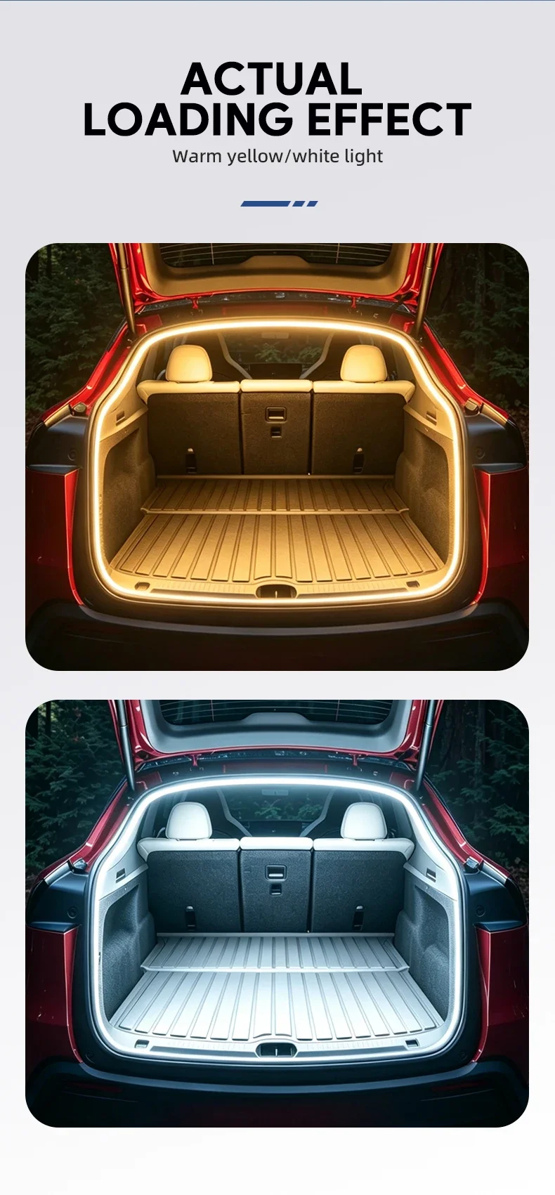 Für Tesla Model YL 2026 2027 Kofferraum-Ambiente-LED-Licht Silikon Zerstörungsfreie Installation Dekorative Modifikationszubehörteile – Detail 9