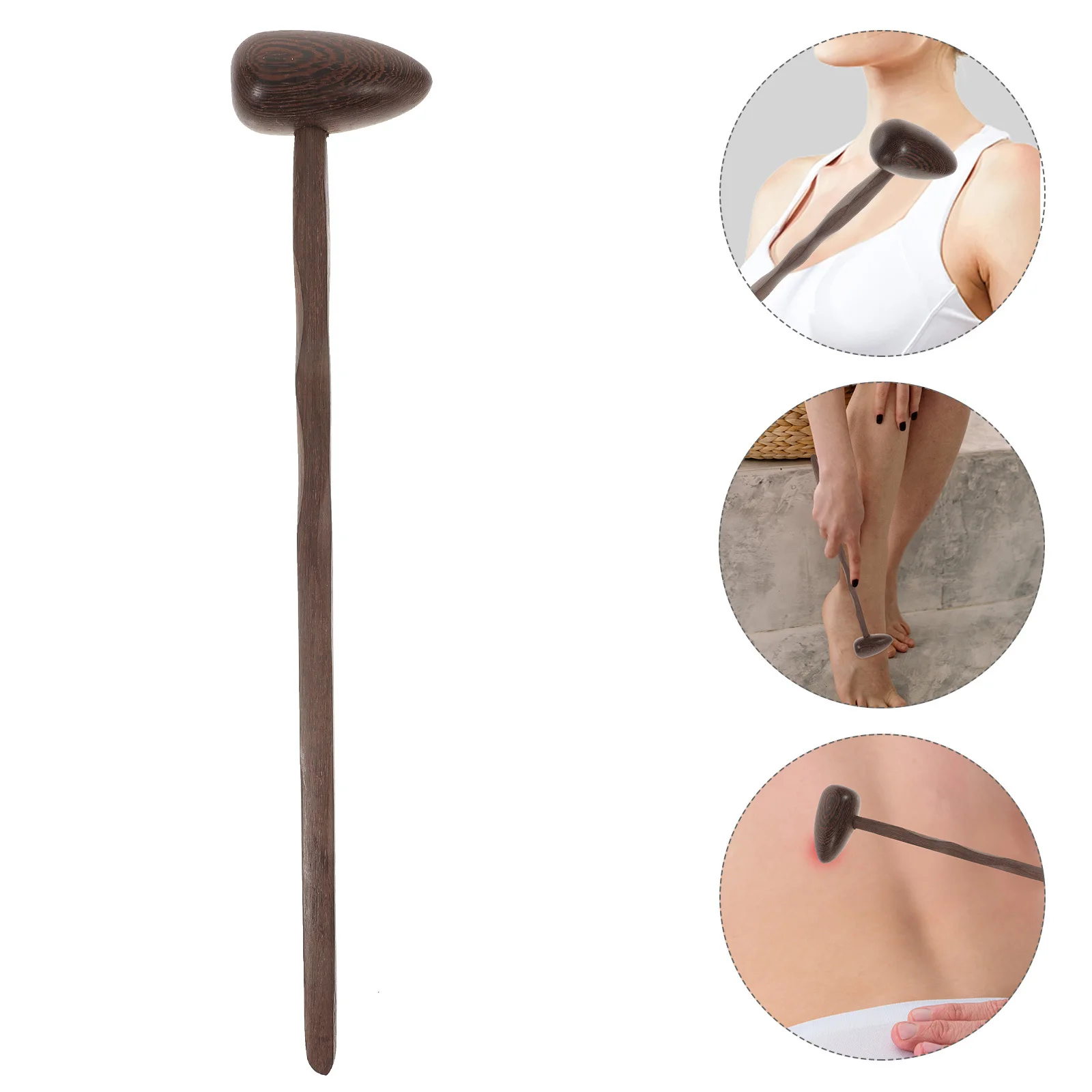

1pc Massage Hammer Portable Wooden Back Therapy Knocker For Acupoint Stress Relief Handheld Massager Travel Office Use