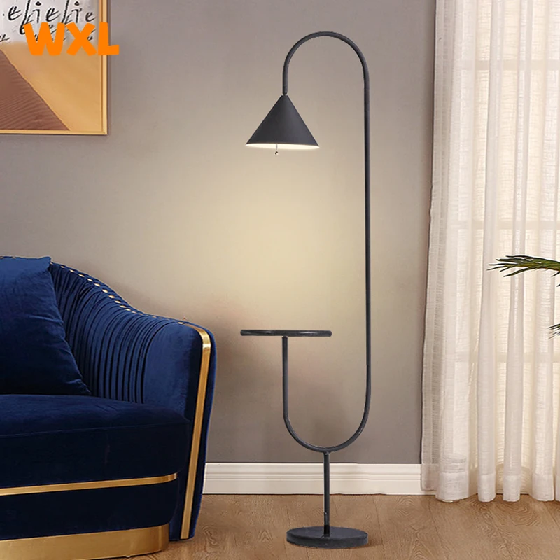 LED coffee table floor lamp Scandinavian living room bedroom bedside minimalist light luxury vertical floor lamp with table