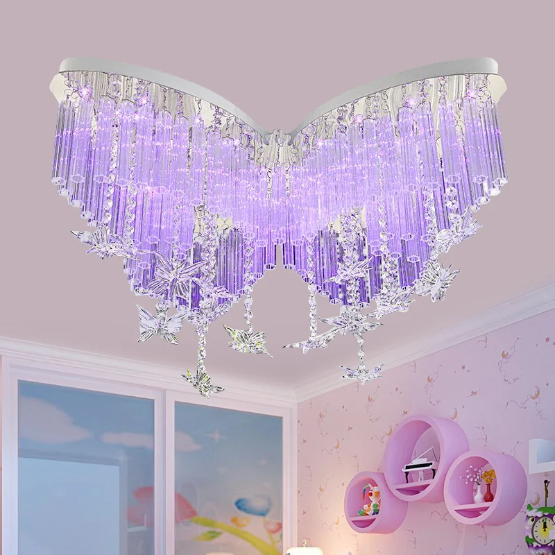 

children's lamp Butterfly LED Crystal Ceiling Lights bedroom girl ceiling color ceiling-mounted luminaire