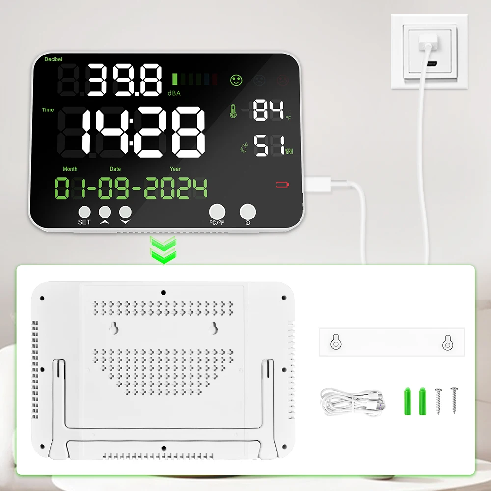 Imagem -06 - Btmeter-wall-mounted Sound Level Meter Decibel Meter Hanging Noise Meter para Biblioteca Studio Factory 30130db