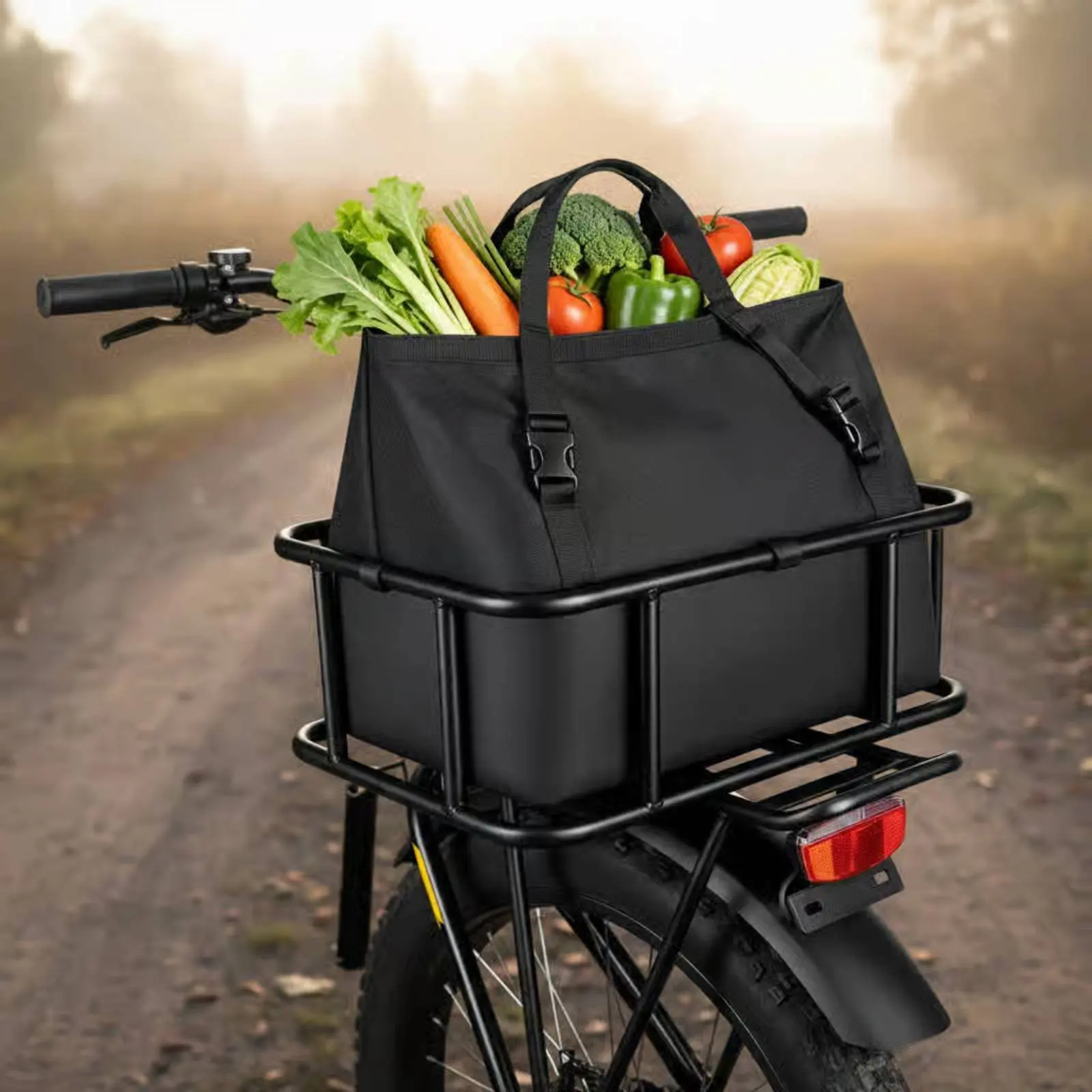 折りたたみ自転車用バスケットバッグ ヘビーデューティーリアバイクバスケットバッグ 防水コイル付き 通勤者向け