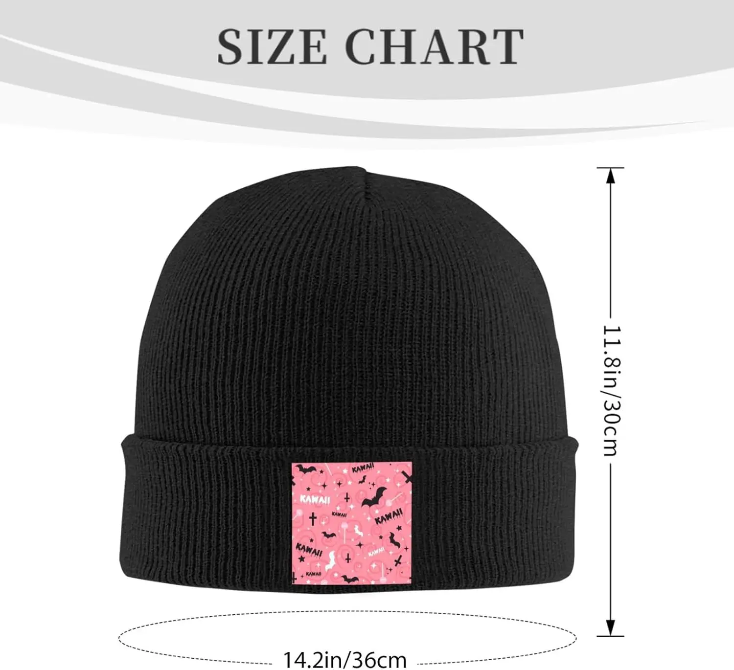 Bat Lollipop Cross and Star Seamless Figure Beanie for Men Women Winter Soft Warm Knit Cuffed Hats Skull Cap