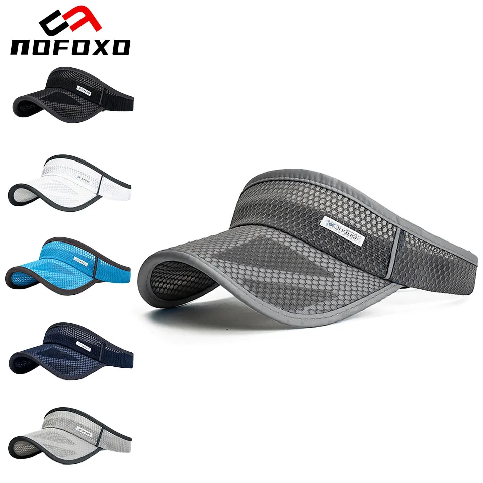 NOFOXO Breathable Empty Top Hat Summer Sun Protection Hats Outdoor Travel Cycling Running Sports Golf Visor Cap For Men Women