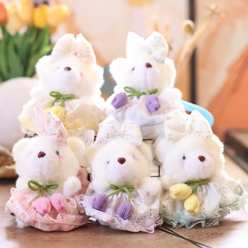 Xm1pc 15cm ローズベアぬいぐるみキーホルダー クリエイティブ漫画ぬいぐるみ人形おもちゃバッグペンダントバックパック吊り下げ装飾女の子ギフト