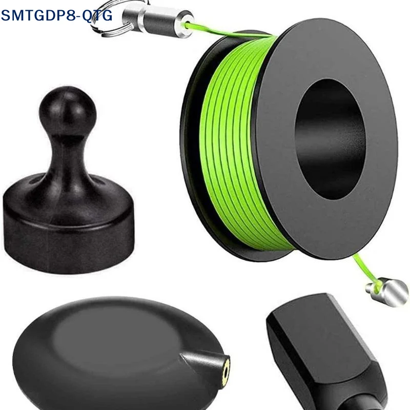 *Magnetic Wire Puller Tool With Nylon Coated Hook & Flexible Green-Yellow Line For Threading In Pipes Dark Lines Electrical Work