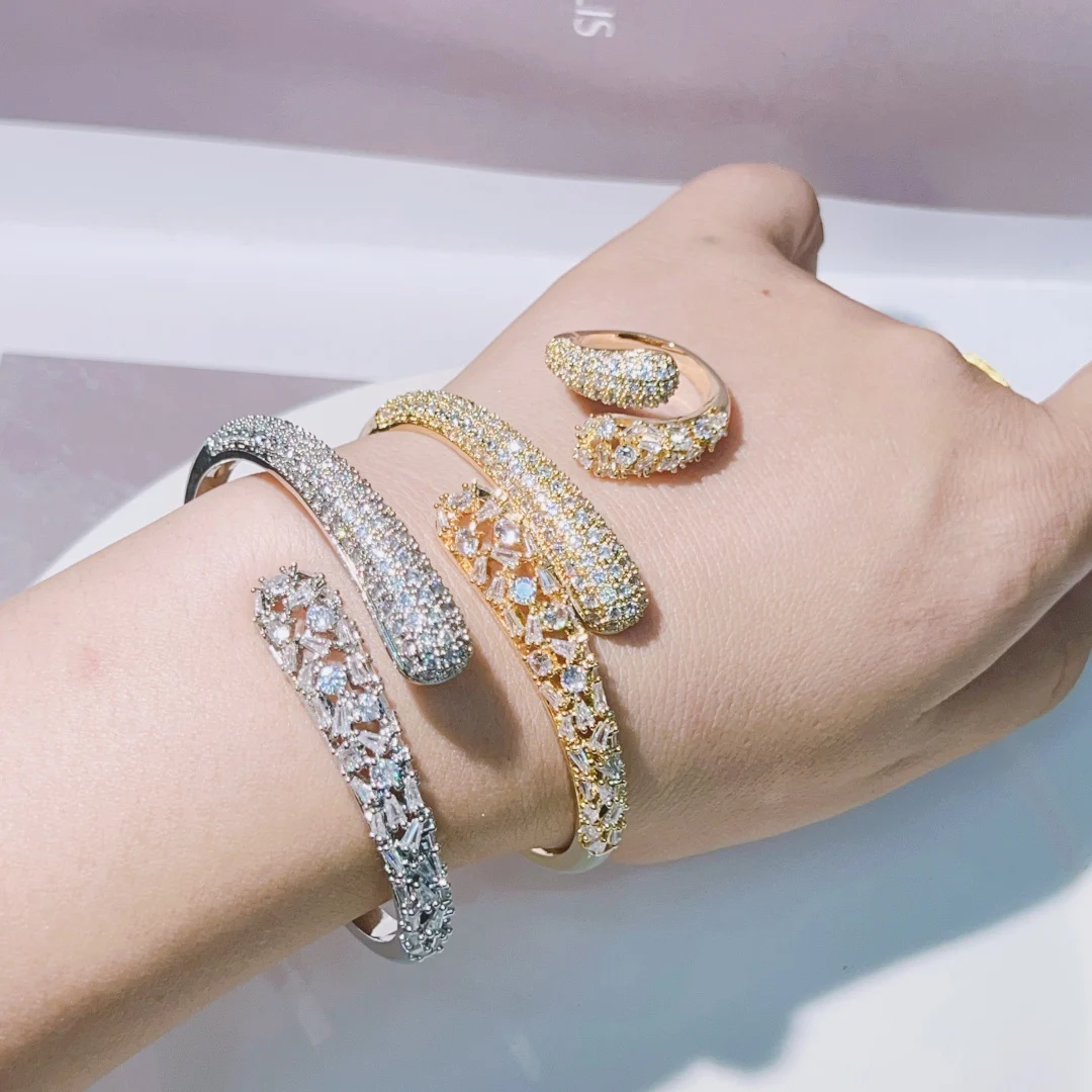 HIBRIDE New Luxury Fashion Unique 2 Piece Set Bracelet Necklace Ring Women Jewelry Set for Party Daily Prom Gift Wedding B146