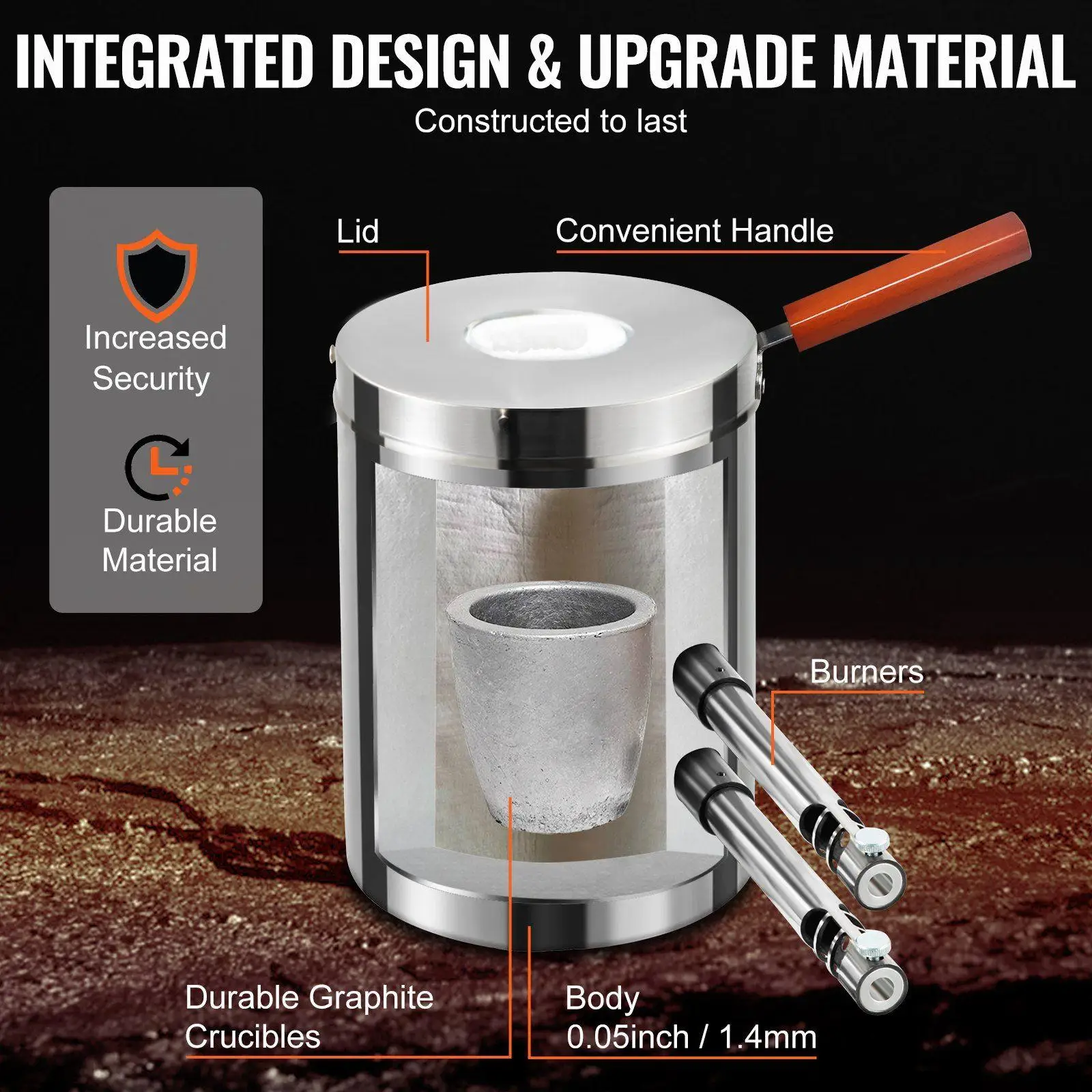 12kg 대용량 프로판 용해로 2700F 트윈 버너 중형 프레임