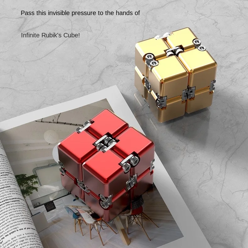 Alloy Infinity Magic Cube Finger Toy Office Flip Cubic Puzzle Stress Relief Cube Block Educational Toy For Children Adult