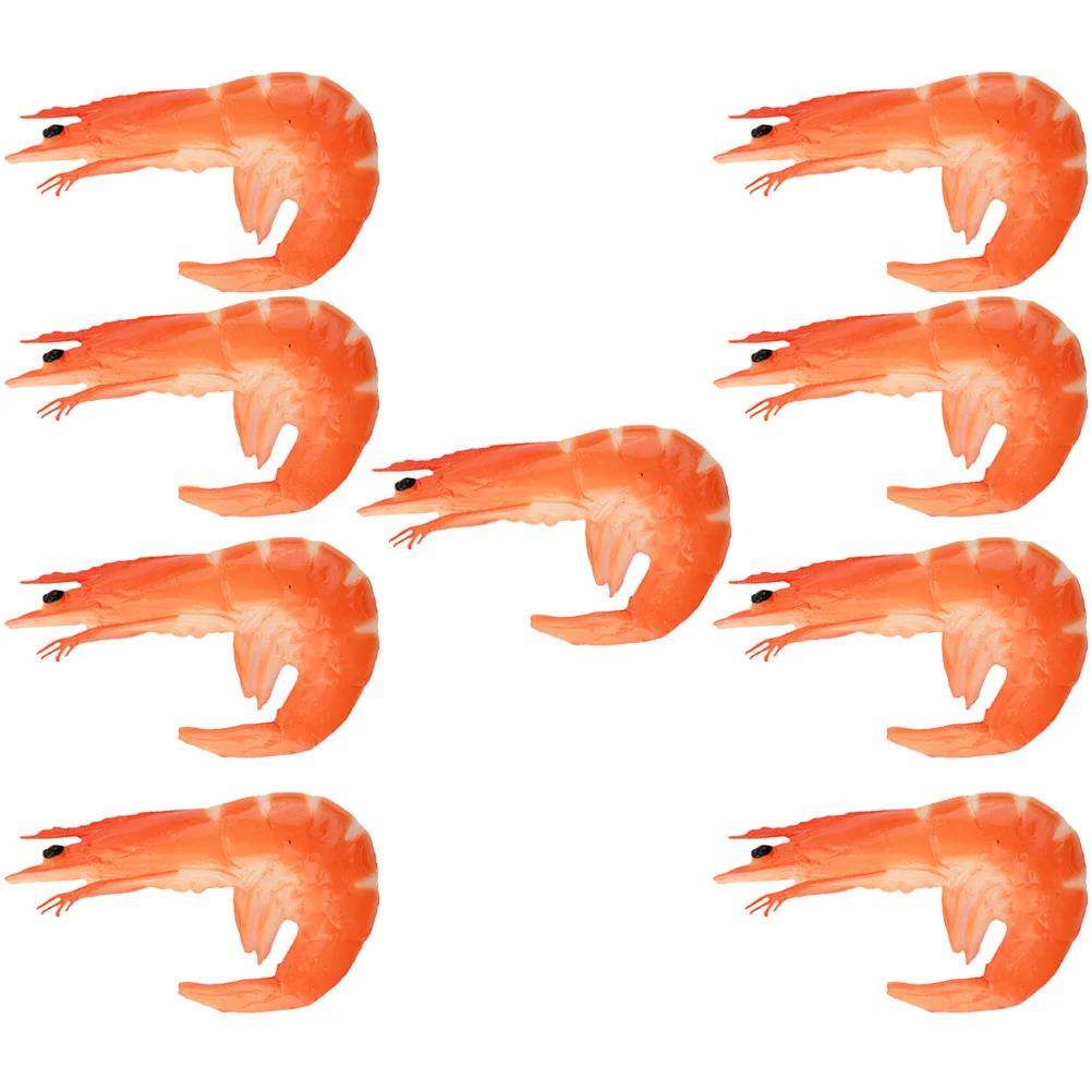 9pcs Fake Food Artificial Shrimp Model Simulated Shrimp Fake Food Photo Prop food model faux food realistic fake shrimp