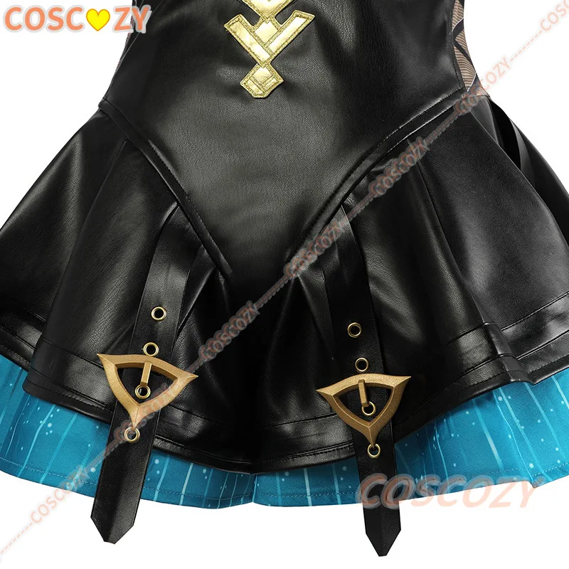 Disfraz de Cosplay de Anime Genshin Impact Lyney, sombrero de mago Fontaine, vestido de uniforme de cuero, falda de pelo corto, guante, traje de Halloween