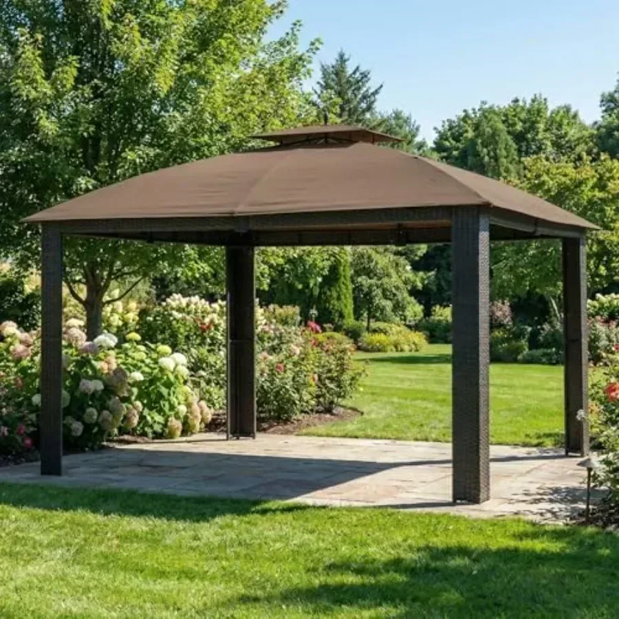 Reinforced RipLock 350 Replacement  Top Cover Compatible with Riviera Sonoma Wicker 10 x 12 Gazebo Models L-GZ815PST A111012500