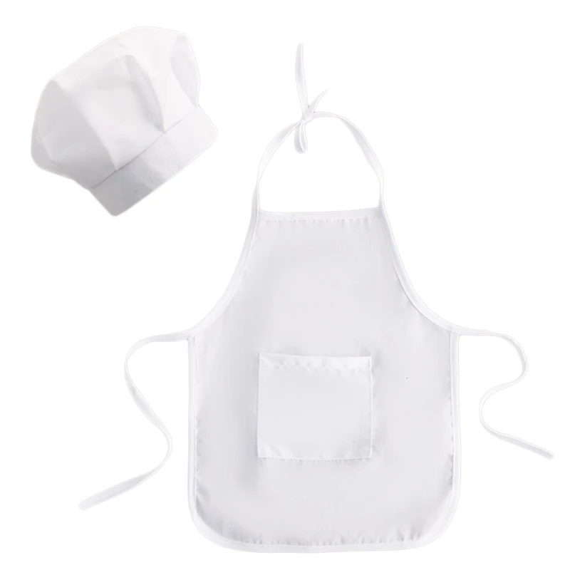 Newborn Baby Boys Girls Photography Props Chef Outfits White Hat Apron Uniform Set Infant Cosplay Party Costume Clothes