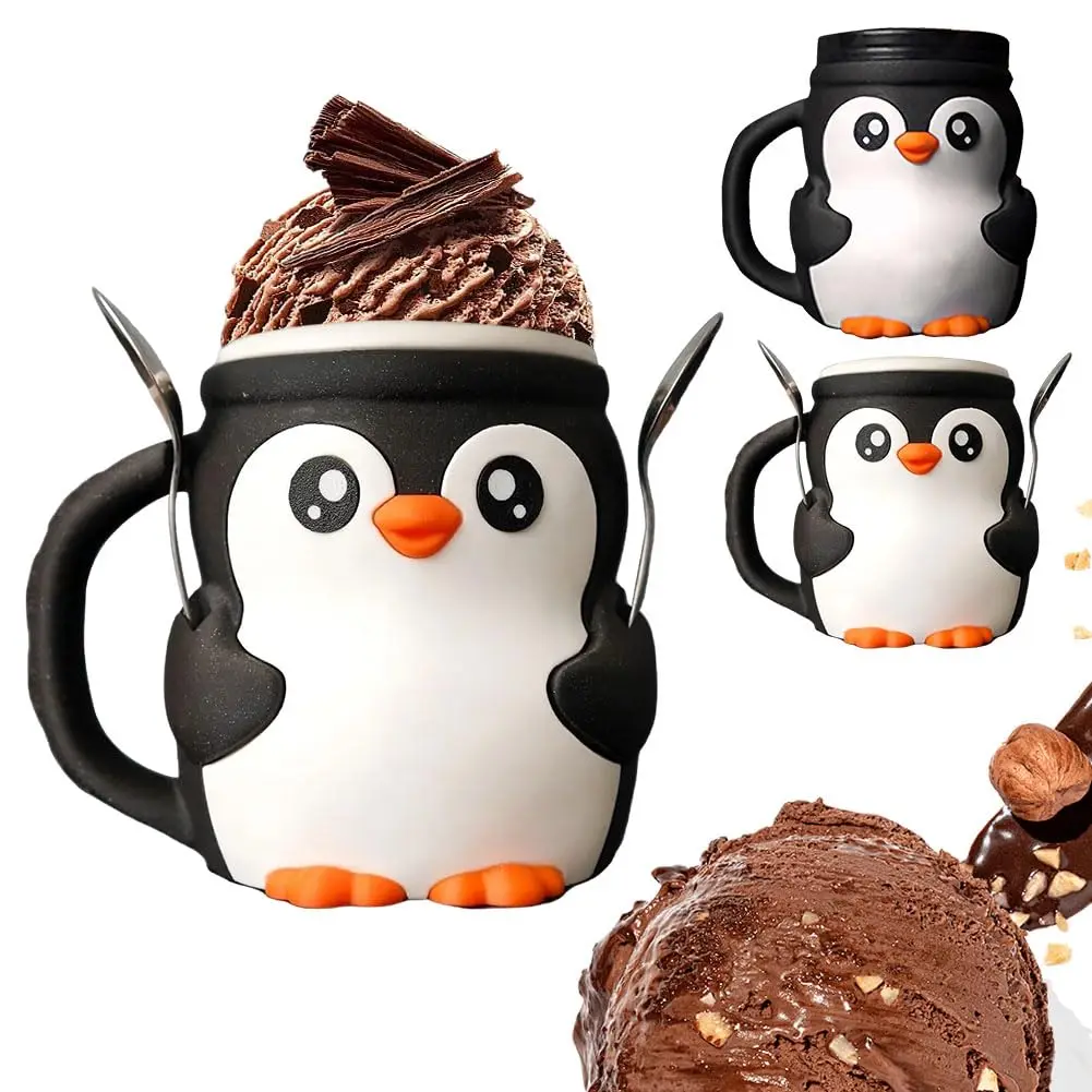 Highland Cow Ice Pint Holder Cute Brown Cow Cup Coaster with Horns Non-Slip Base Built-in Storage Insulated Grip for Ice Cream