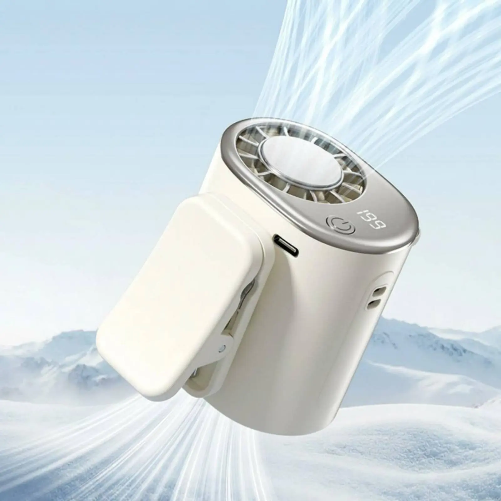 Wearable Waist Fan 199 Speed Levels Semiconductor Cooling Fan Digital Display Hands-Unrestricted for Outdoor, Trip